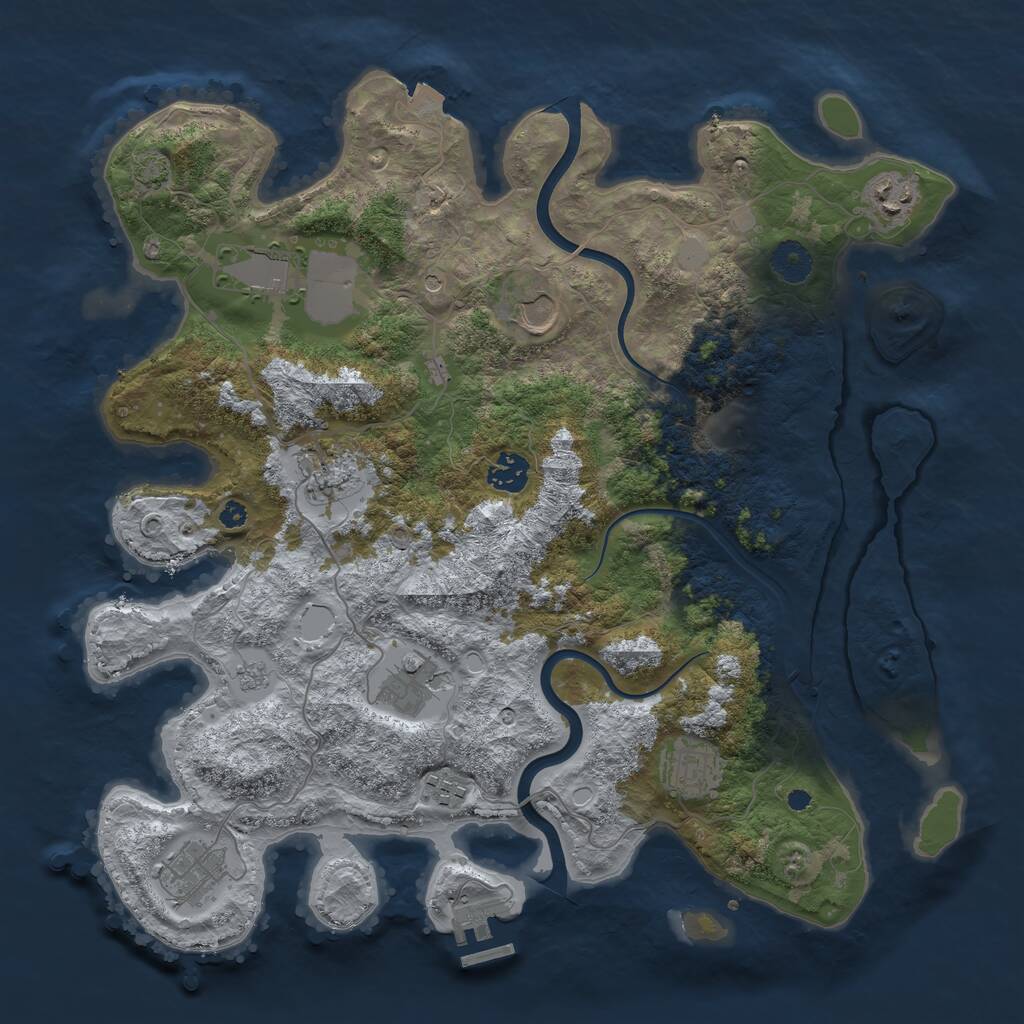 Rust Map: Procedural Map, Size: 3800, Seed: 4803, 14 Monuments