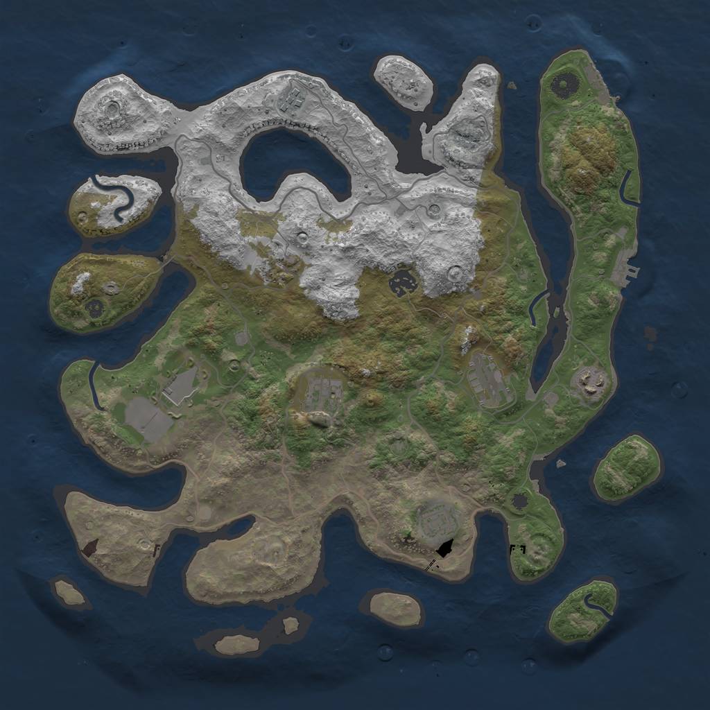 Rust Map: Procedural Map, Size: 4000, Seed: 125345, 13 Monuments