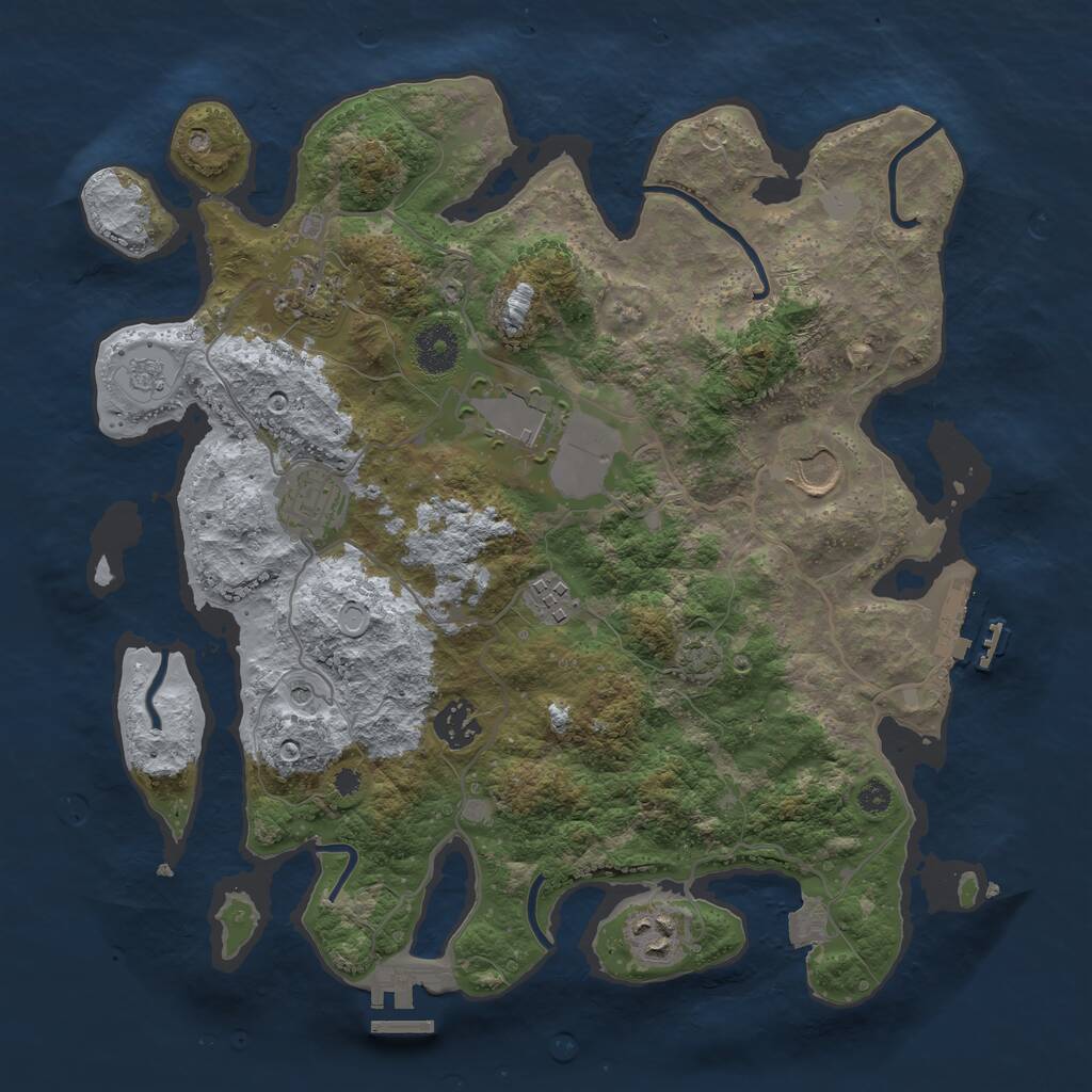 Rust Map: Procedural Map, Size: 3500, Seed: 58470, 13 Monuments