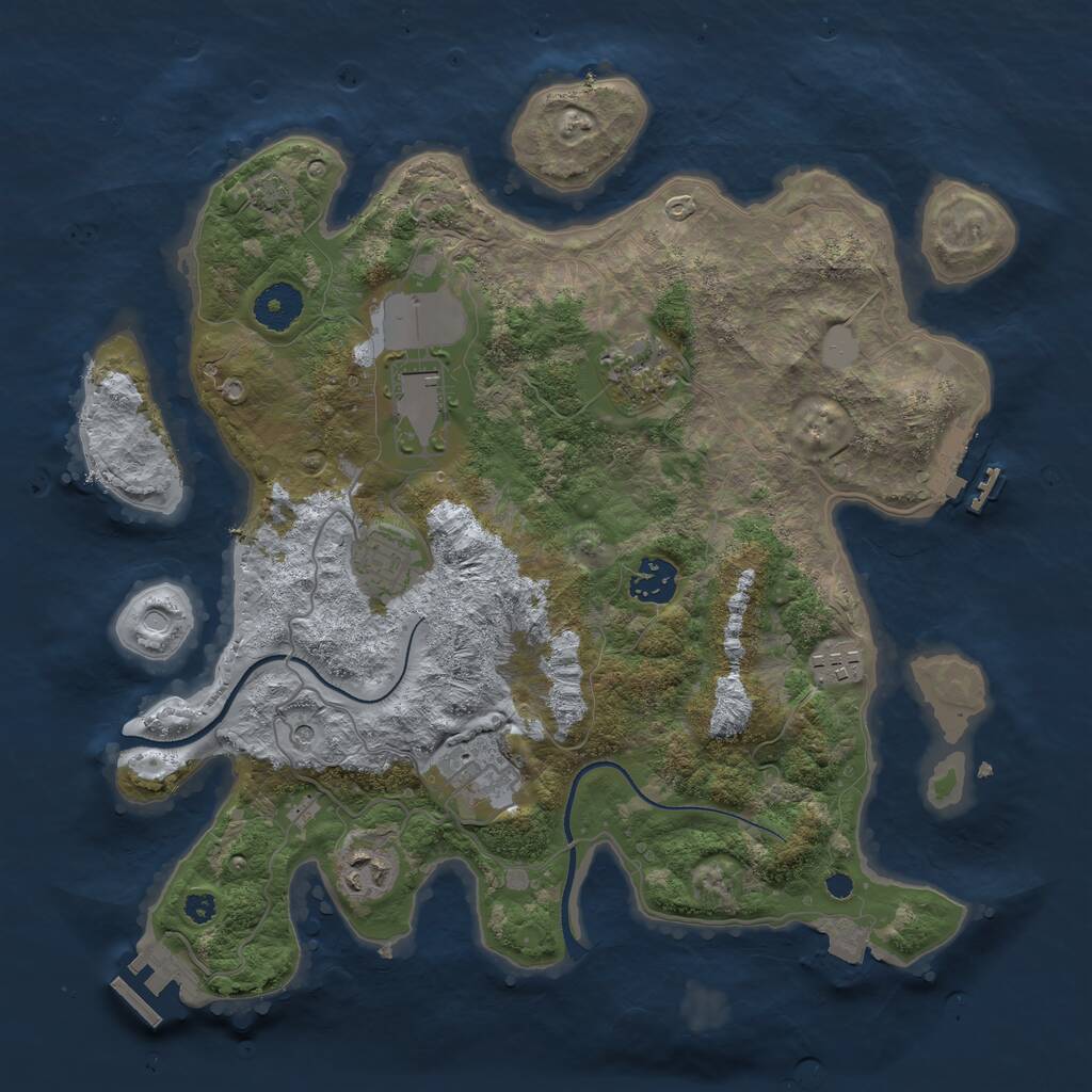 Rust Map: Procedural Map, Size: 3500, Seed: 17011, 12 Monuments