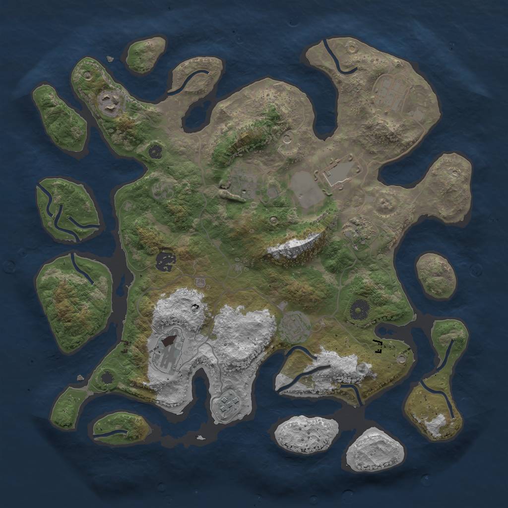 Rust Map: Procedural Map, Size: 3750, Seed: 967259, 12 Monuments