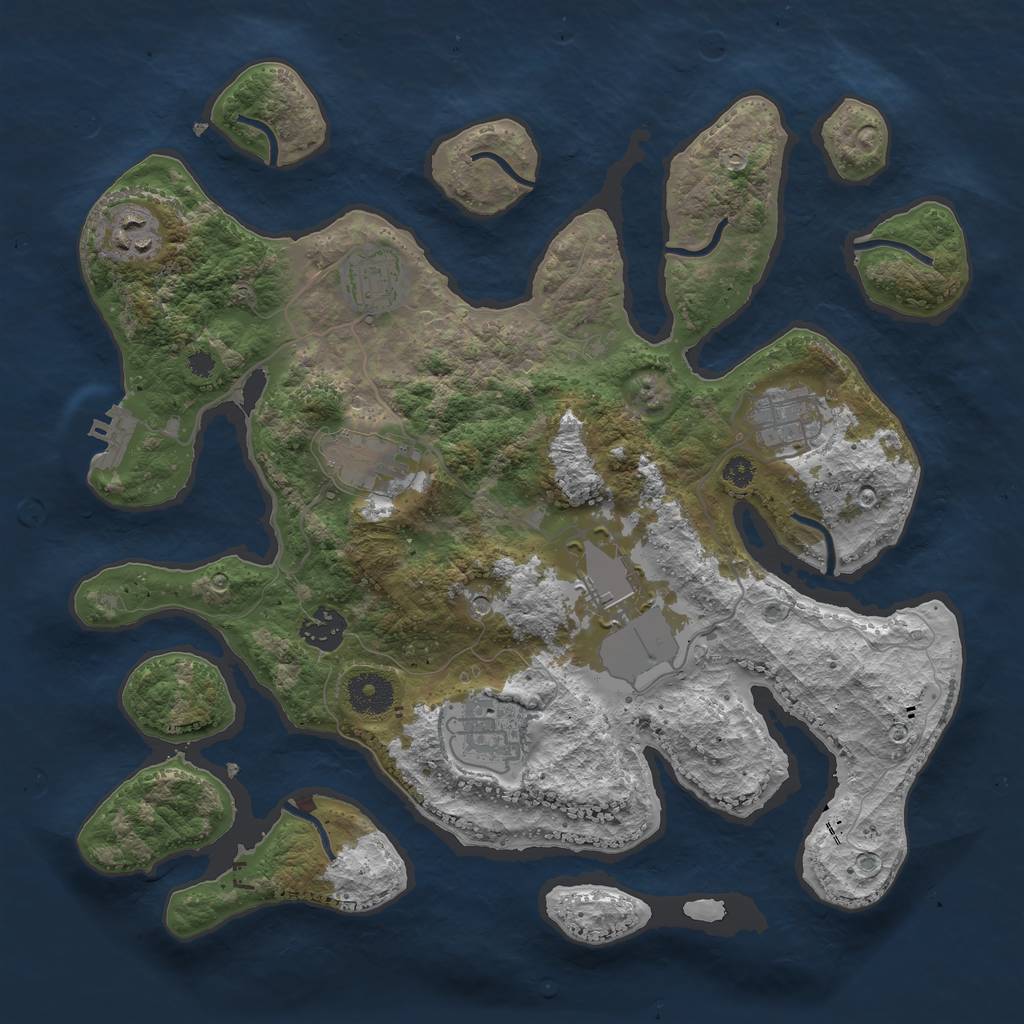 Rust Map: Procedural Map, Size: 3500, Seed: 430713, 11 Monuments
