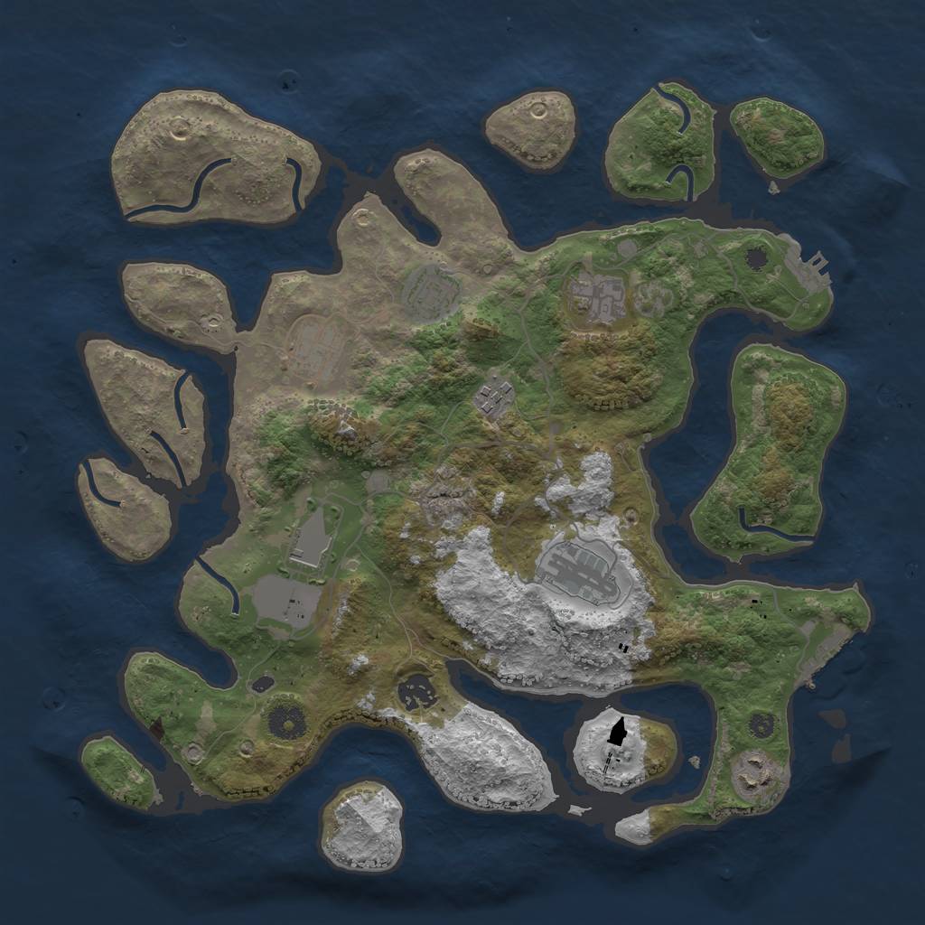 Rust Map: Procedural Map, Size: 3750, Seed: 26597863, 12 Monuments