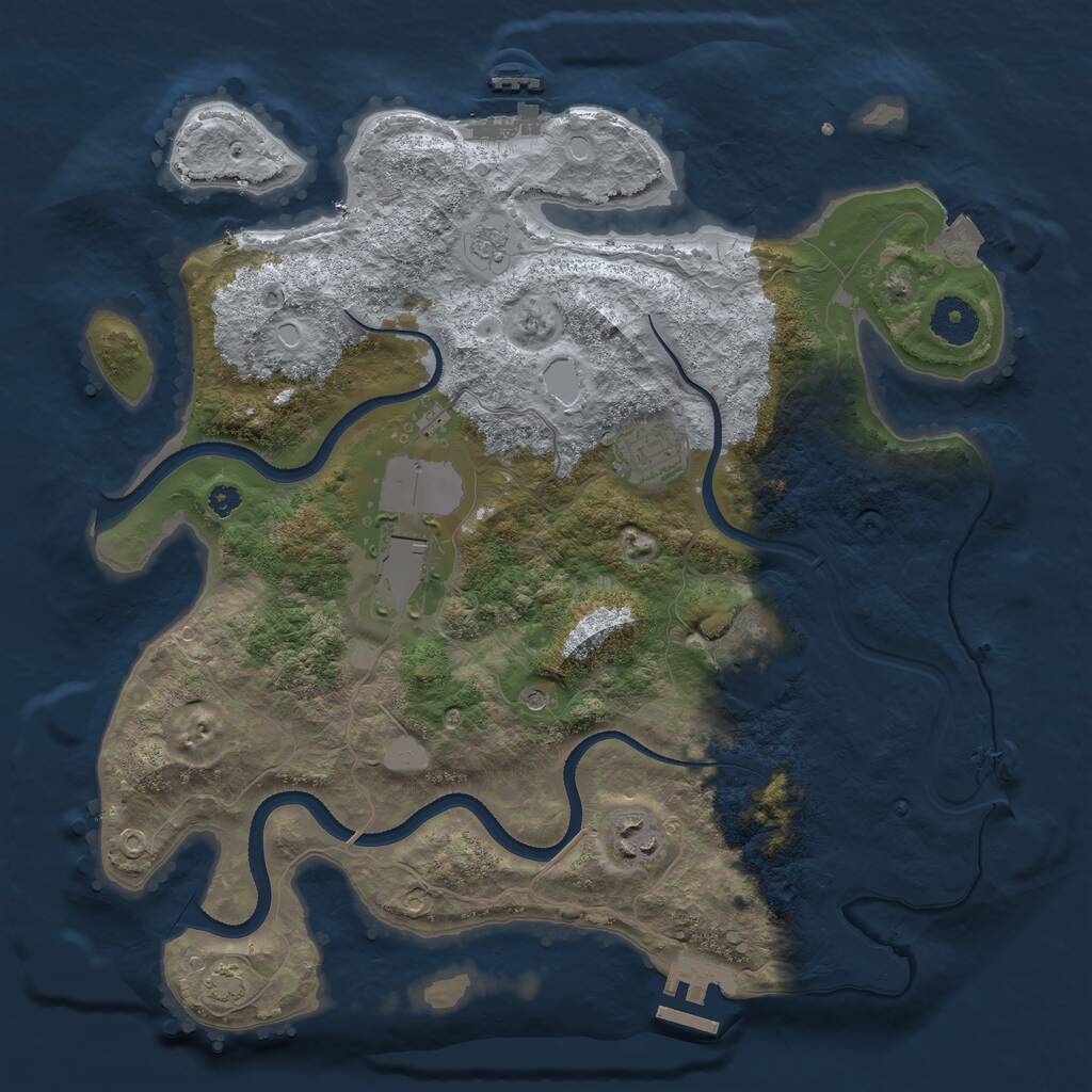 Rust Map: Procedural Map, Size: 3500, Seed: 1023735896, 10 Monuments
