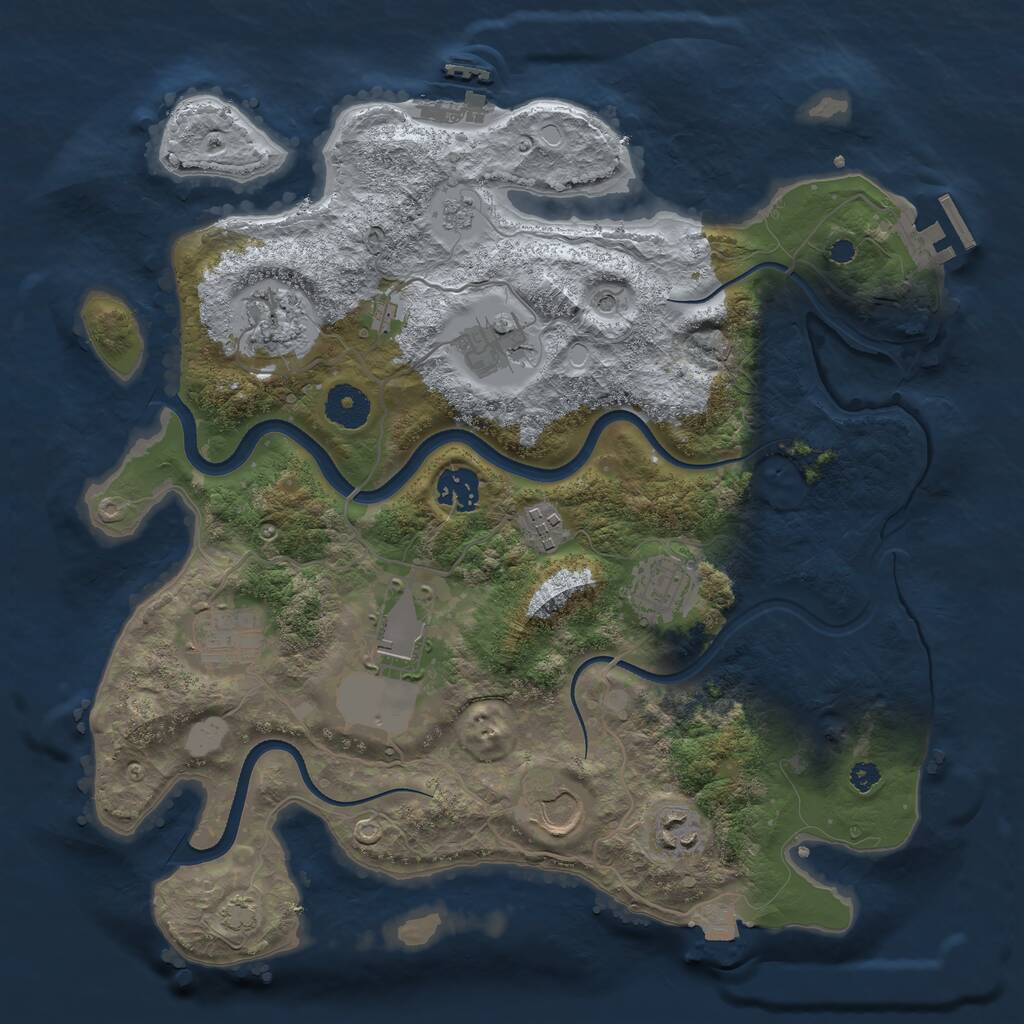 Rust Map: Procedural Map, Size: 3500, Seed: 1023735896, 15 Monuments