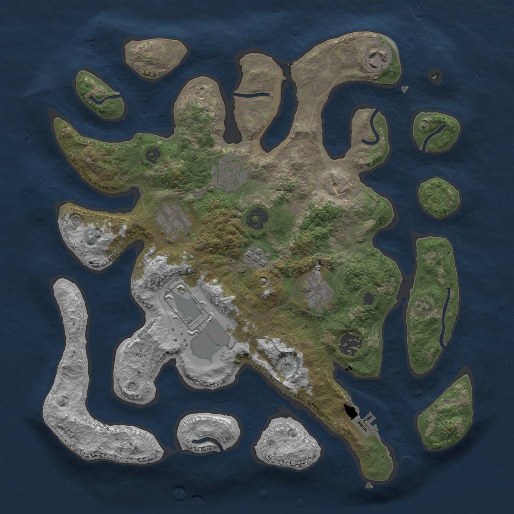 Rust Map: Procedural Map, Size: 3500, Seed: 100030336, 11 Monuments