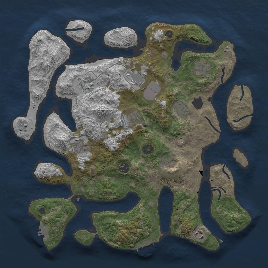 Rust Map: Procedural Map, Size: 3800, Seed: 568465, 15 Monuments