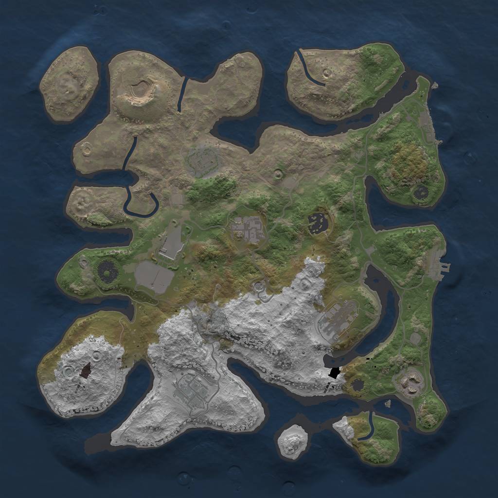 Rust Map: Procedural Map, Size: 3500, Seed: 446194074, 13 Monuments