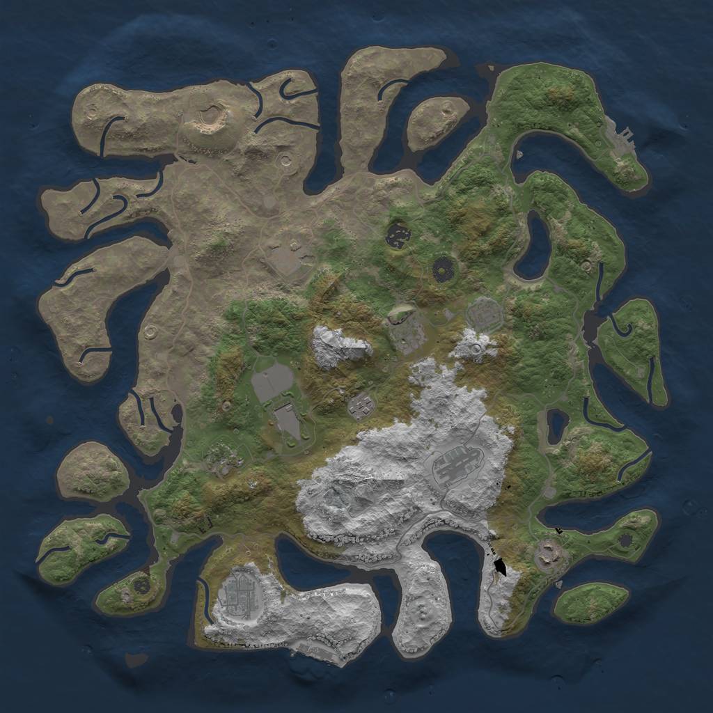 Rust Map: Procedural Map, Size: 4500, Seed: 799035572, 16 Monuments