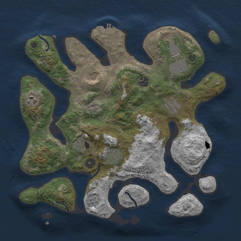 Rust Map: Procedural Map, Size: 3500, Seed: 571499, 12 Monuments