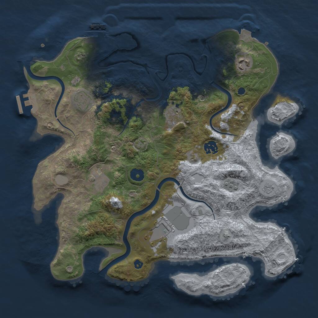 Rust Map: Procedural Map, Size: 3500, Seed: 1135958694, 13 Monuments