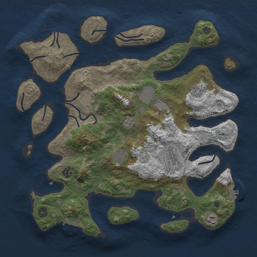 Rust Map: Procedural Map, Size: 3900, Seed: 390018, 13 Monuments