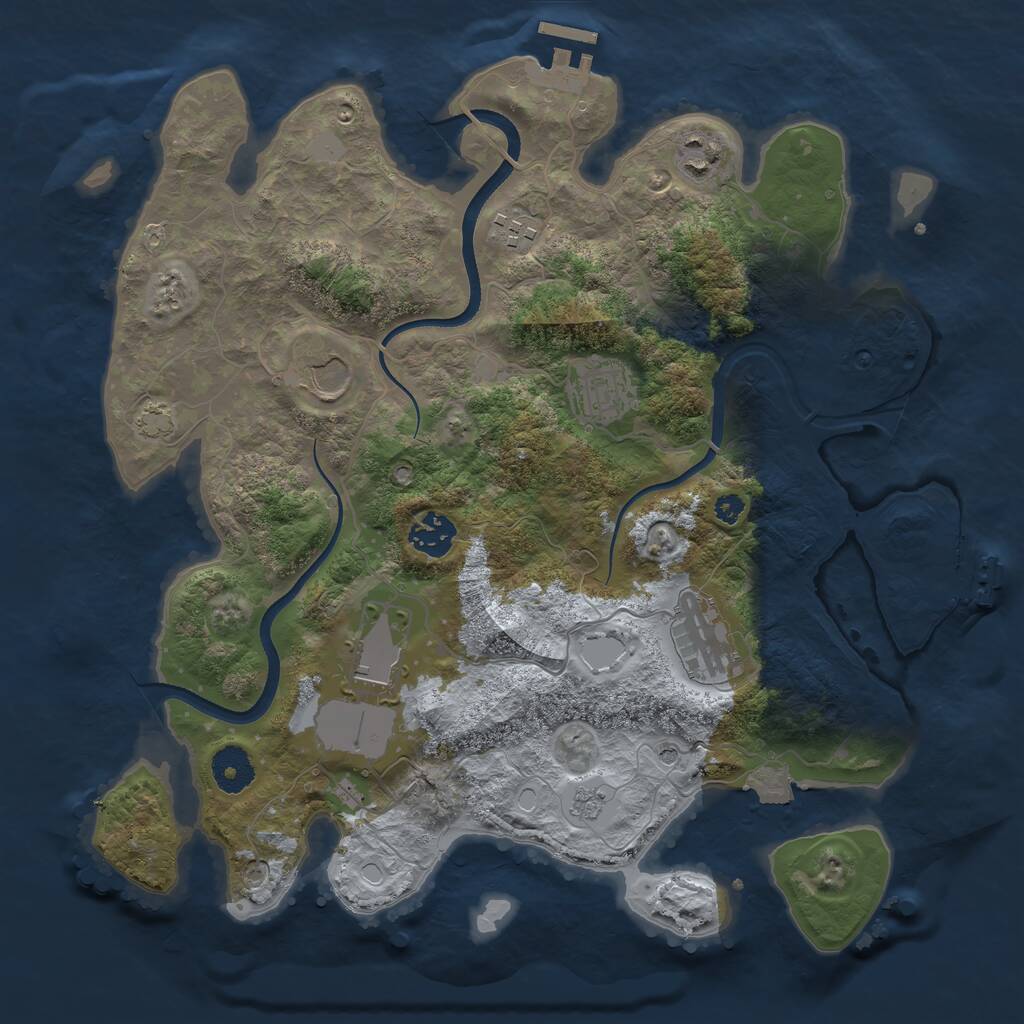 Rust Map: Procedural Map, Size: 3500, Seed: 102042192, 13 Monuments