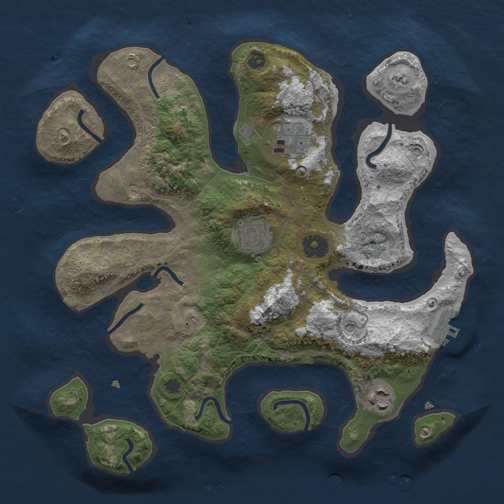 Rust Map: Procedural Map, Size: 3000, Seed: 1779673146, 7 Monuments