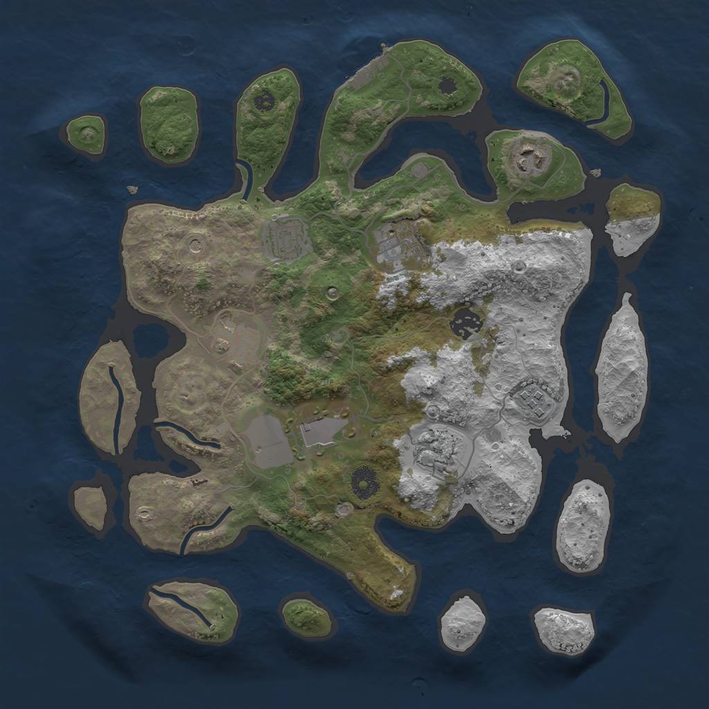 Rust Map: Procedural Map, Size: 3500, Seed: 1834266376, 12 Monuments