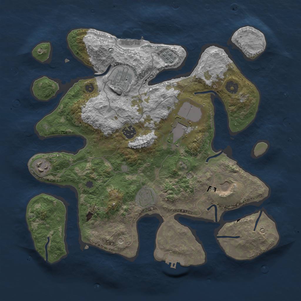 Rust Map: Procedural Map, Size: 3500, Seed: 76496, 12 Monuments