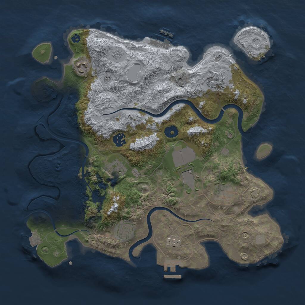Rust Map: Procedural Map, Size: 3500, Seed: 76496, 14 Monuments