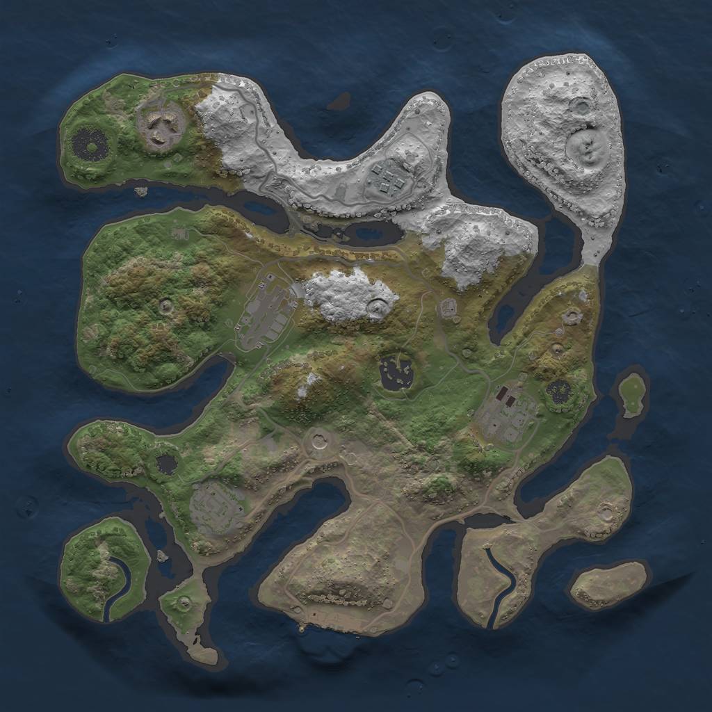 Rust Map: Procedural Map, Size: 3000, Seed: 92203, 10 Monuments