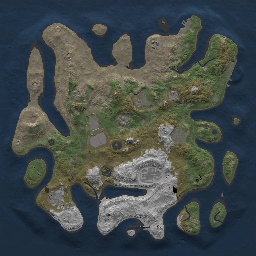 Rust Map: Procedural Map, Size: 4000, Seed: 2141650760, 15 Monuments