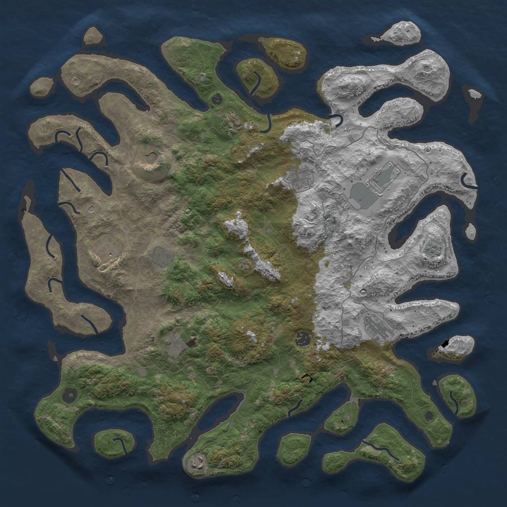 Rust Map: Procedural Map, Size: 5000, Seed: 2154, 14 Monuments