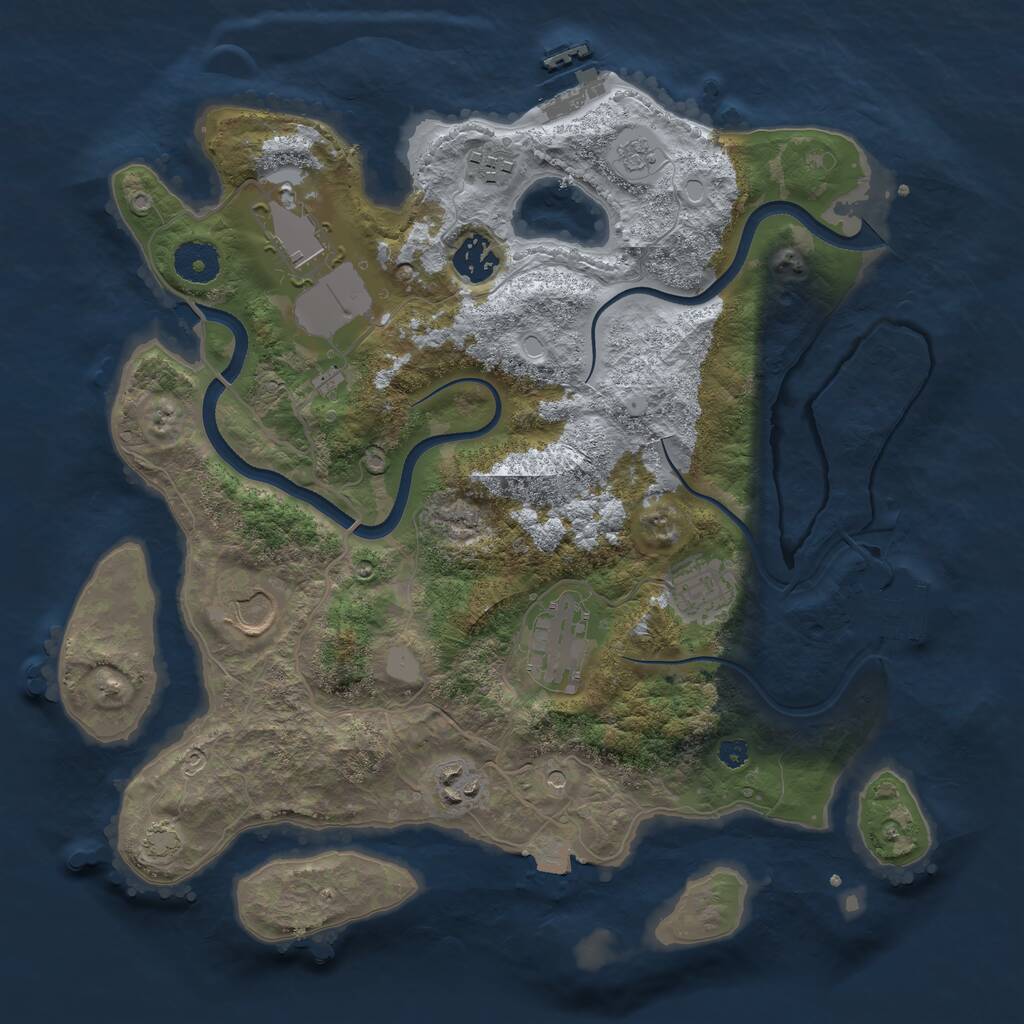 Rust Map: Procedural Map, Size: 3500, Seed: 1875082387, 13 Monuments
