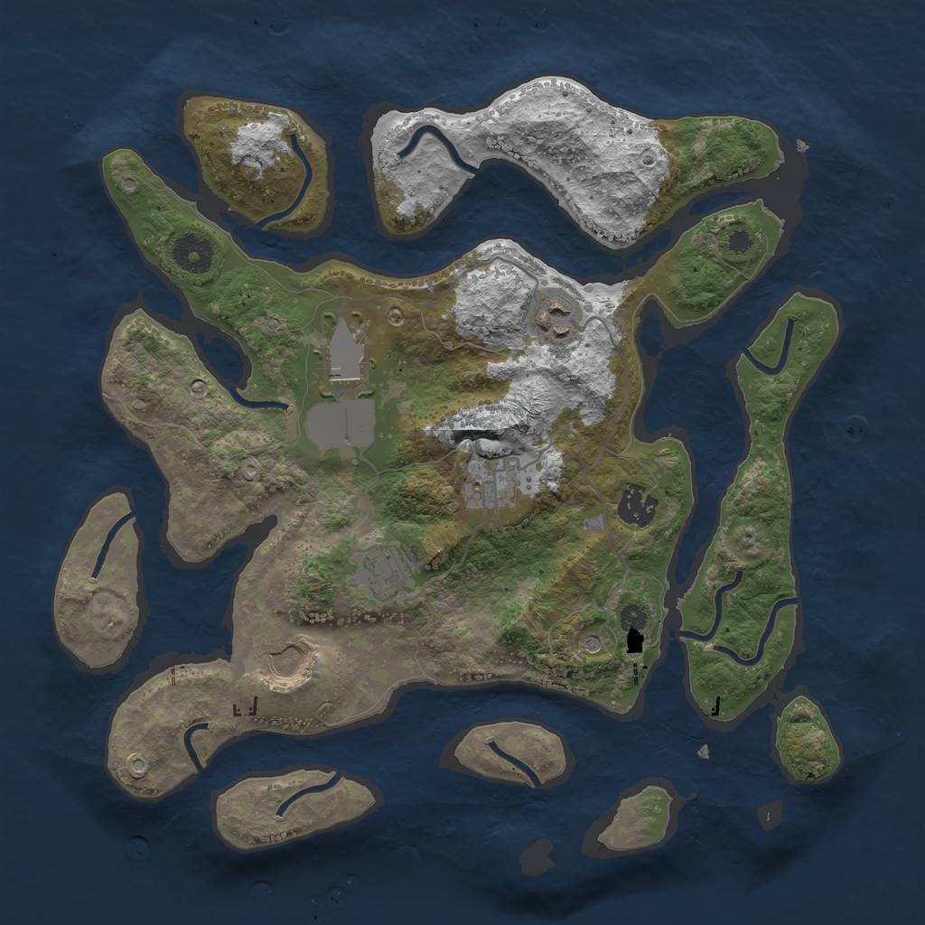 Rust Map: Procedural Map, Size: 3500, Seed: 1875082387, 9 Monuments