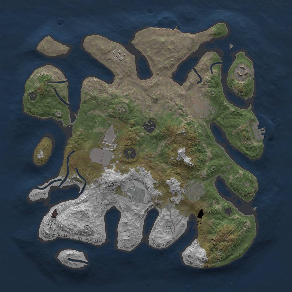 Rust Map: Procedural Map, Size: 3500, Seed: 4457, 12 Monuments