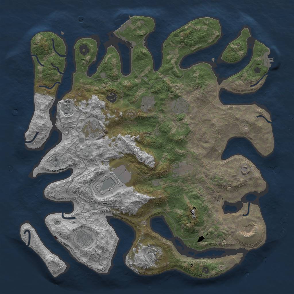 Rust Map: Procedural Map, Size: 4250, Seed: 853700144, 16 Monuments