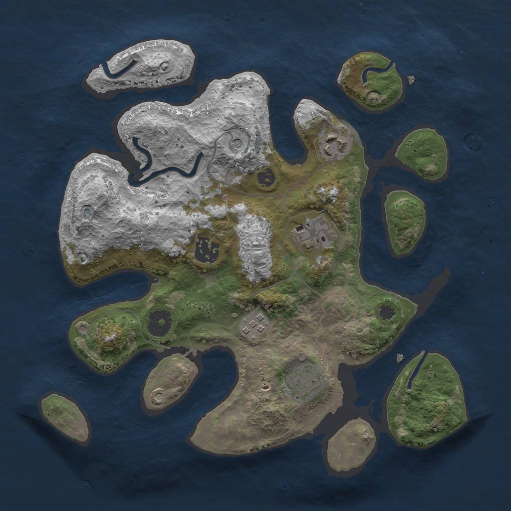 Rust Map: Procedural Map, Size: 3000, Seed: 596281508, 8 Monuments