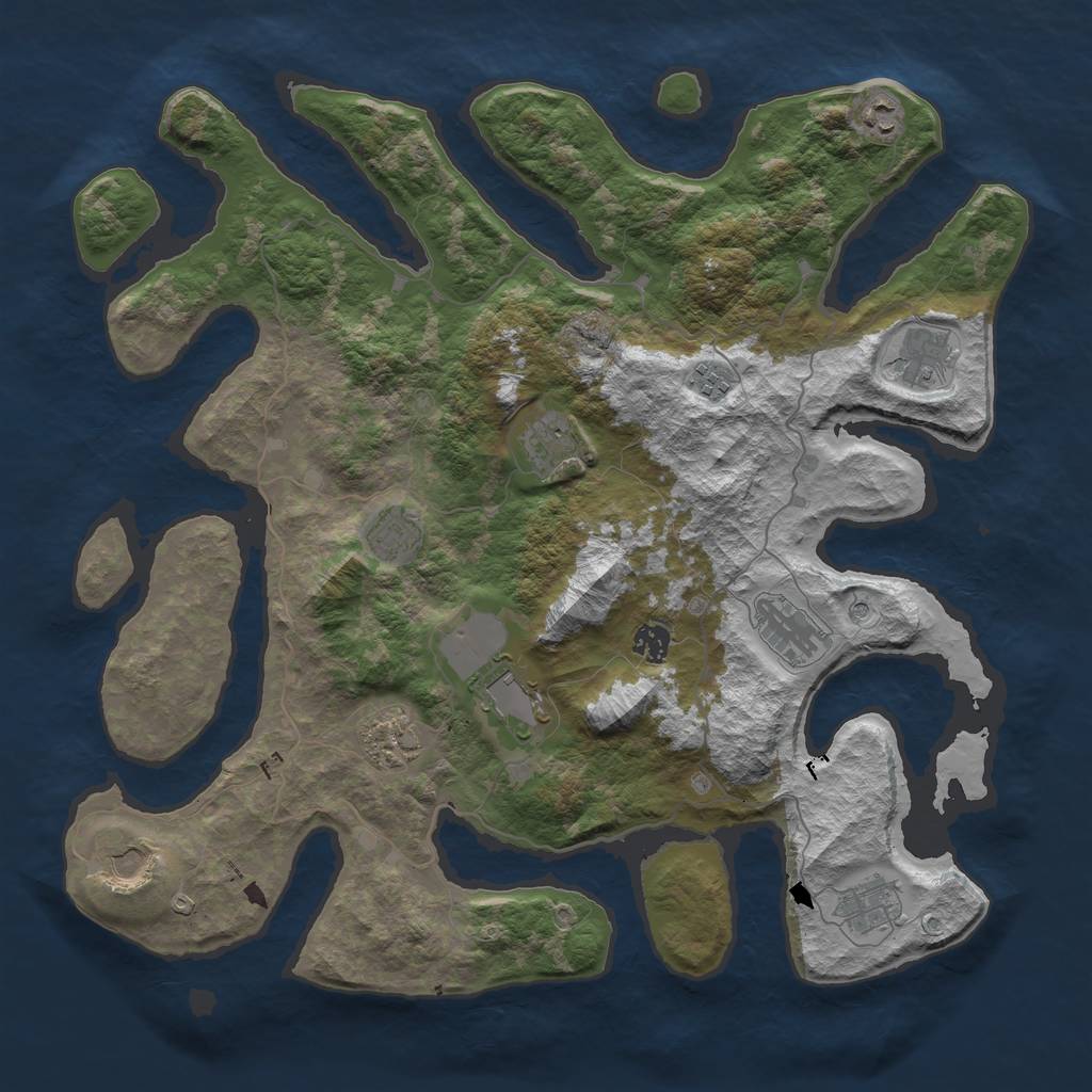 Rust Map: Barren, Size: 4300, Seed: 773785330, 14 Monuments