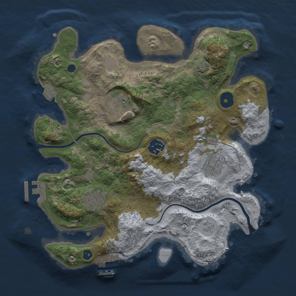 Rust Map: Procedural Map, Size: 3000, Seed: 608232551, 9 Monuments