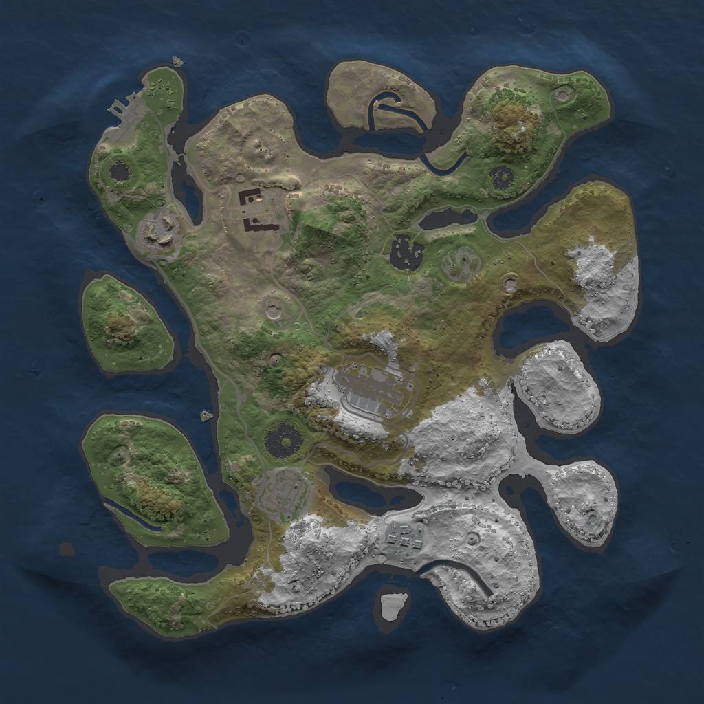 Rust Map: Procedural Map, Size: 3000, Seed: 608232551, 10 Monuments