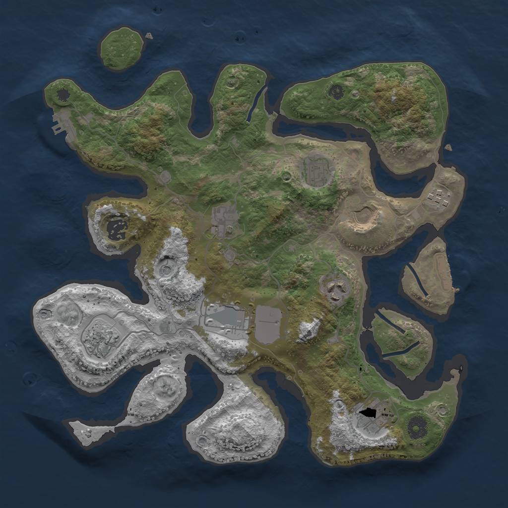 Rust Map: Procedural Map, Size: 3500, Seed: 872284854, 14 Monuments