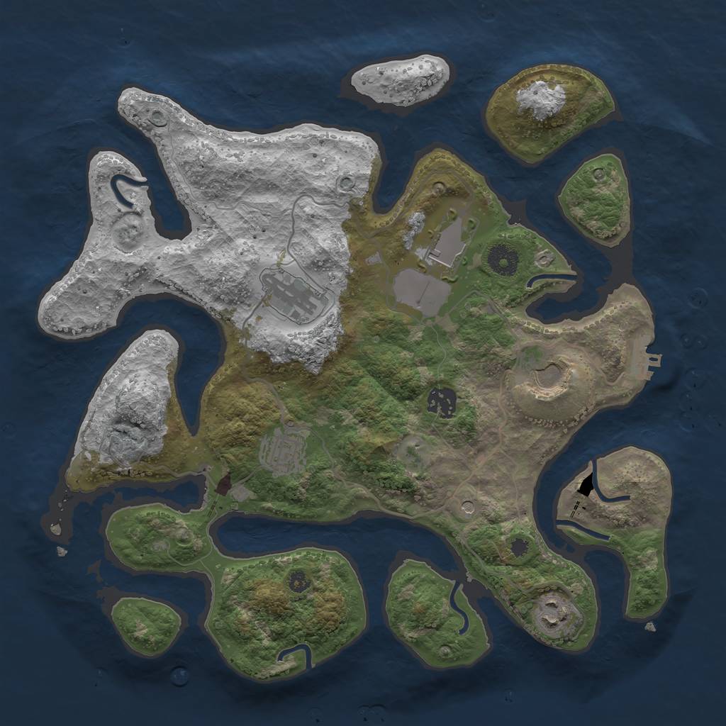 Rust Map: Procedural Map, Size: 3500, Seed: 2766846, 10 Monuments