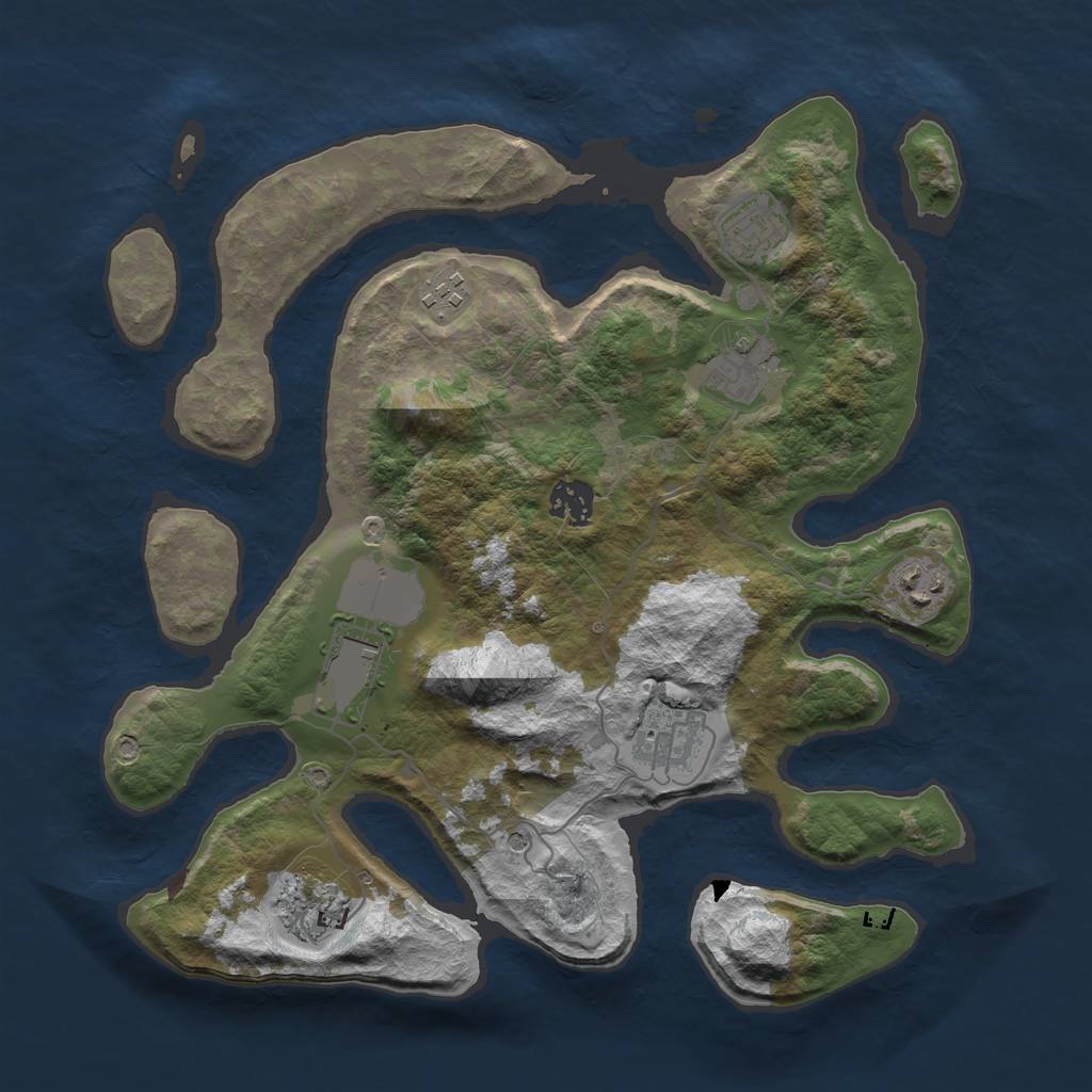 Rust Map: Barren, Size: 3500, Seed: 623762, 11 Monuments