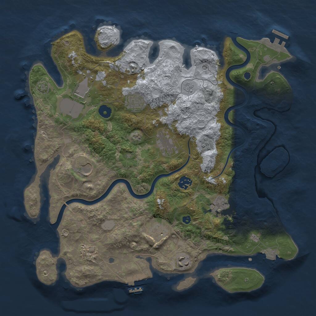 Rust Map: Procedural Map, Size: 3700, Seed: 1491819398, 16 Monuments