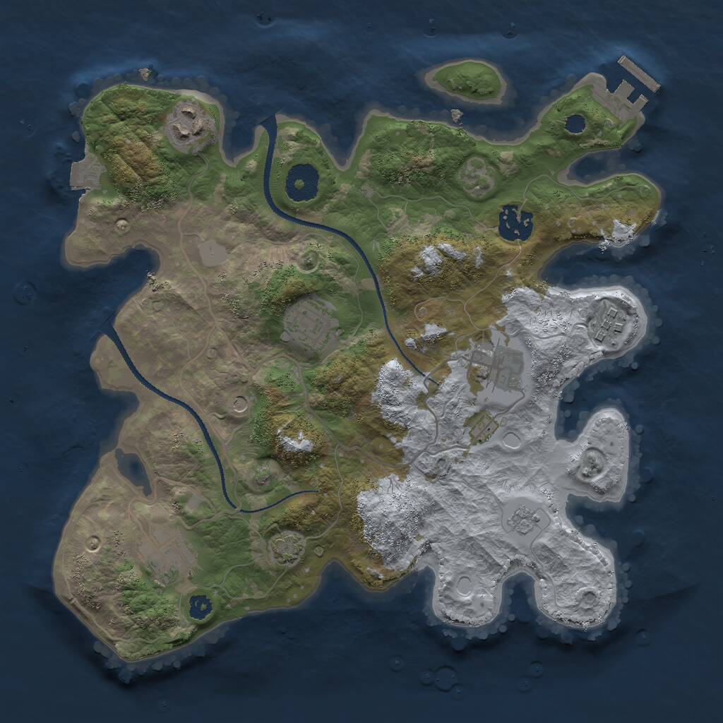 Rust Map: Procedural Map, Size: 3000, Seed: 93143, 11 Monuments