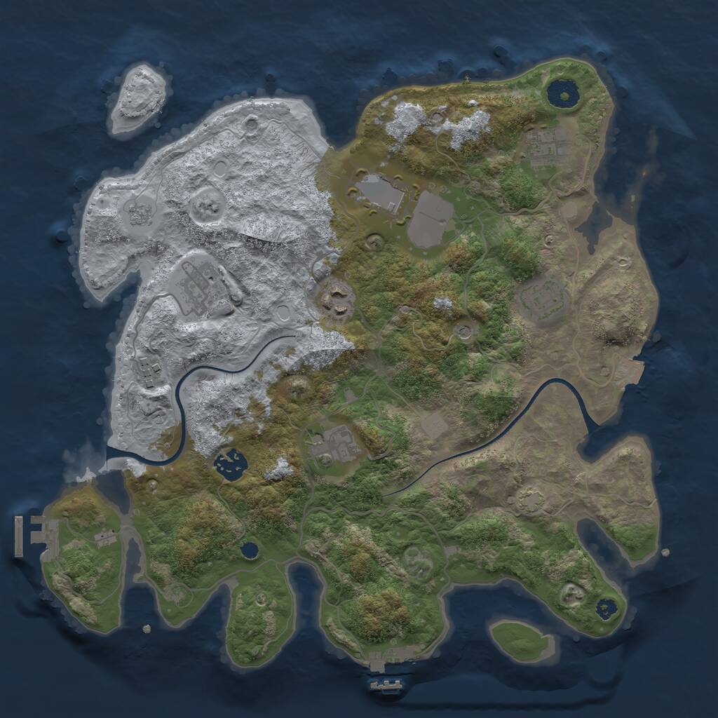 Rust Map: Procedural Map, Size: 3500, Seed: 1153002850, 14 Monuments