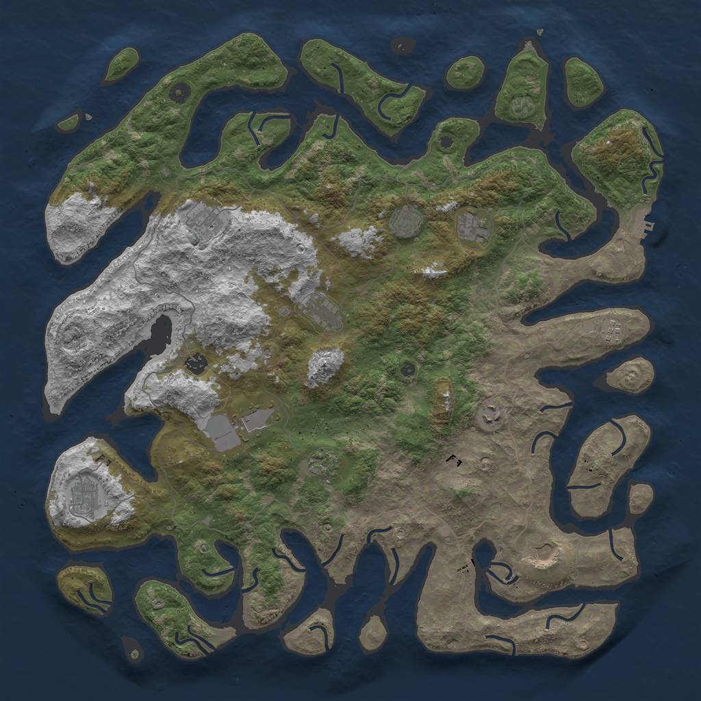 Rust Map: Procedural Map, Size: 5000, Seed: 3001, 15 Monuments