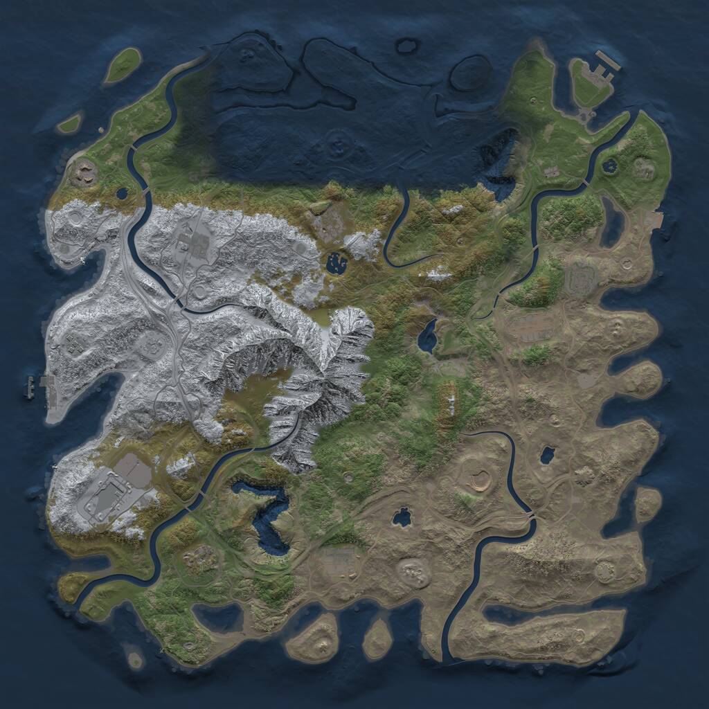 Rust Map: Procedural Map, Size: 5000, Seed: 3001, 17 Monuments