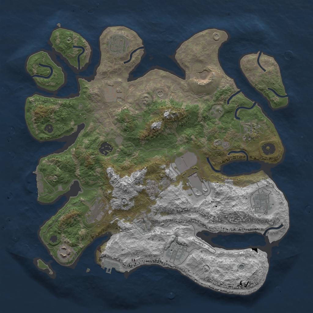 Rust Map: Procedural Map, Size: 3700, Seed: 1871710974, 16 Monuments