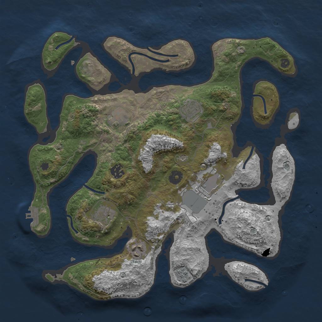 Rust Map: Procedural Map, Size: 3500, Seed: 485625, 11 Monuments