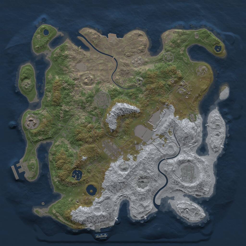 Rust Map: Procedural Map, Size: 3500, Seed: 485625, 13 Monuments