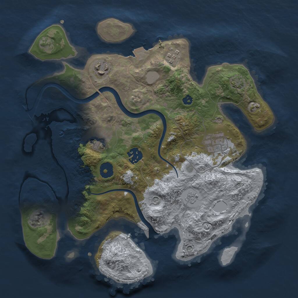 Rust Map: Procedural Map, Size: 3000, Seed: 635864633, 9 Monuments