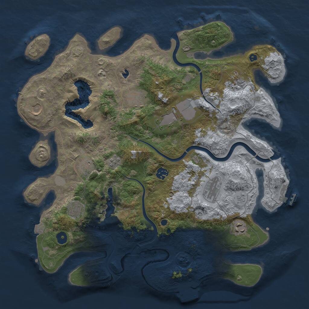 Rust Map: Procedural Map, Size: 4000, Seed: 950509, 16 Monuments