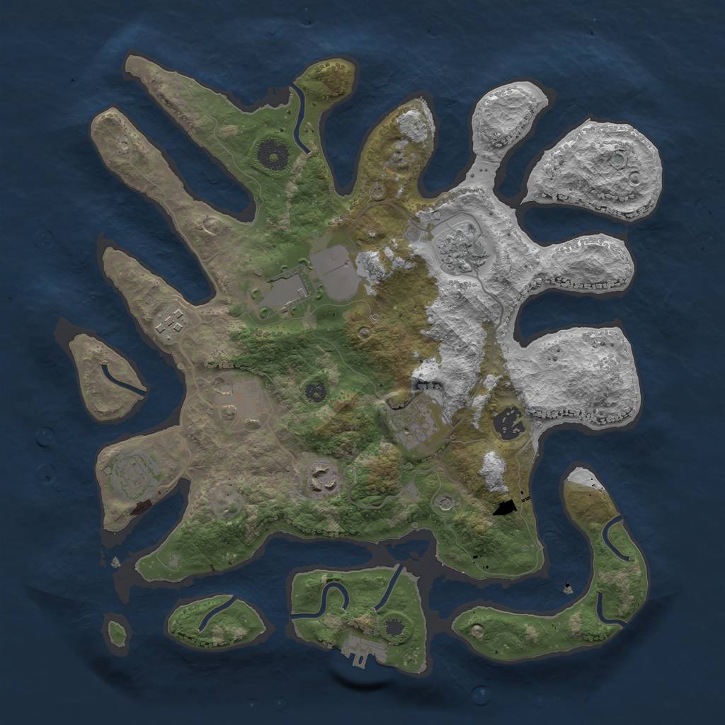 Rust Map: Procedural Map, Size: 3500, Seed: 780876105, 12 Monuments