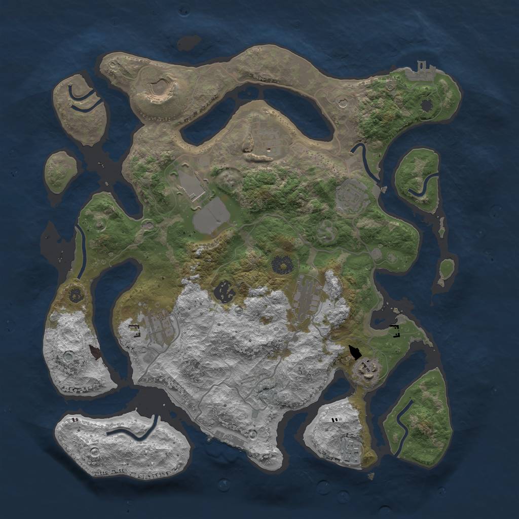 Rust Map: Procedural Map, Size: 3700, Seed: 853892662, 14 Monuments