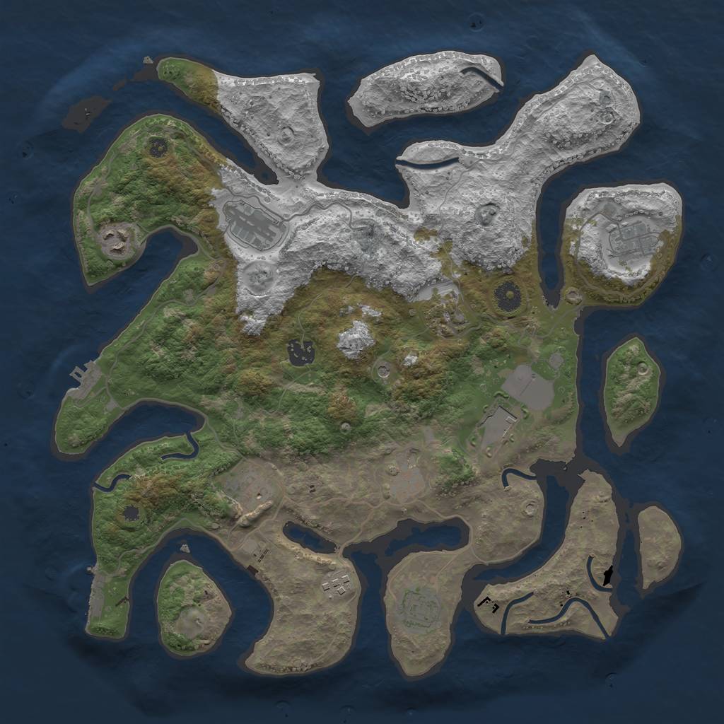 Rust Map: Procedural Map, Size: 3850, Seed: 18885, 15 Monuments