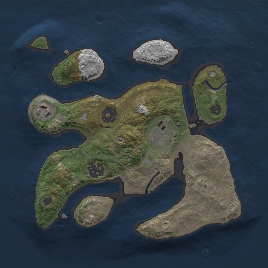 Rust Map: Procedural Map, Size: 2500, Seed: 543027015, 5 Monuments