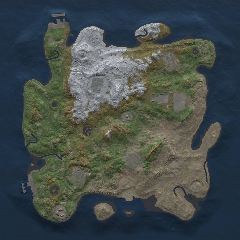 Rust Map: Procedural Map, Size: 3600, Seed: 17456234, 14 Monuments